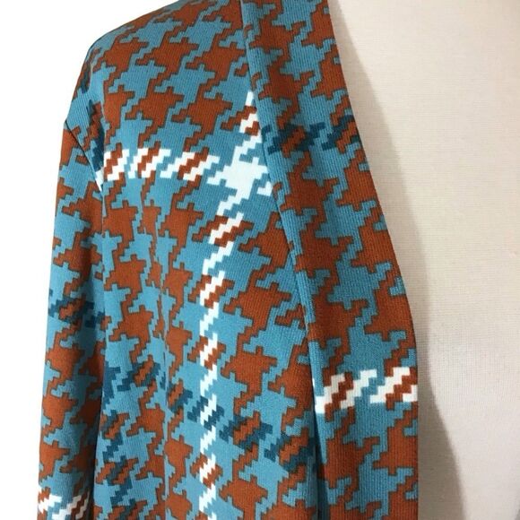 D & Co Multicolor Houndstooth Open Front Cardigan Sweater 2X Check Measurements - Picture 2 of 10